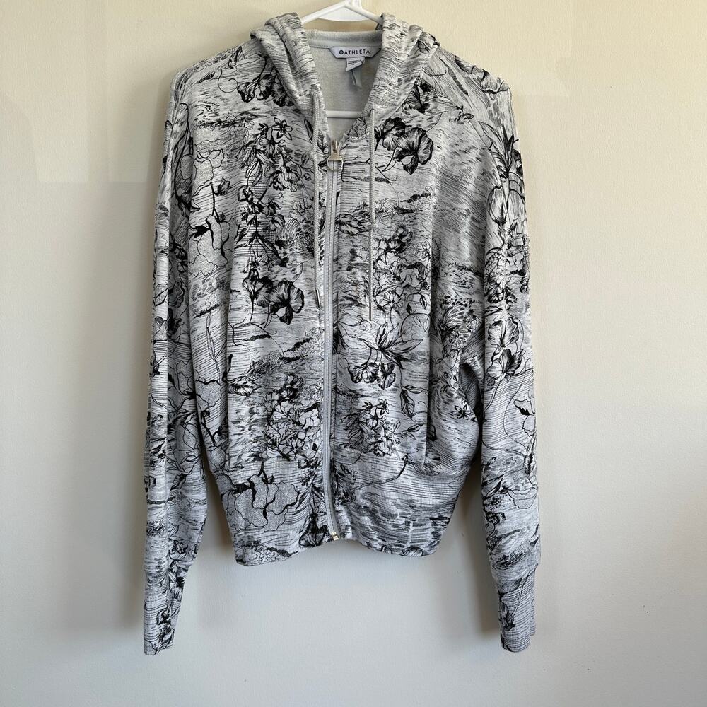 ATHLETA Jacket Women's SMALL Balance Eden Floral Zipped Hoodie Sweatshirt